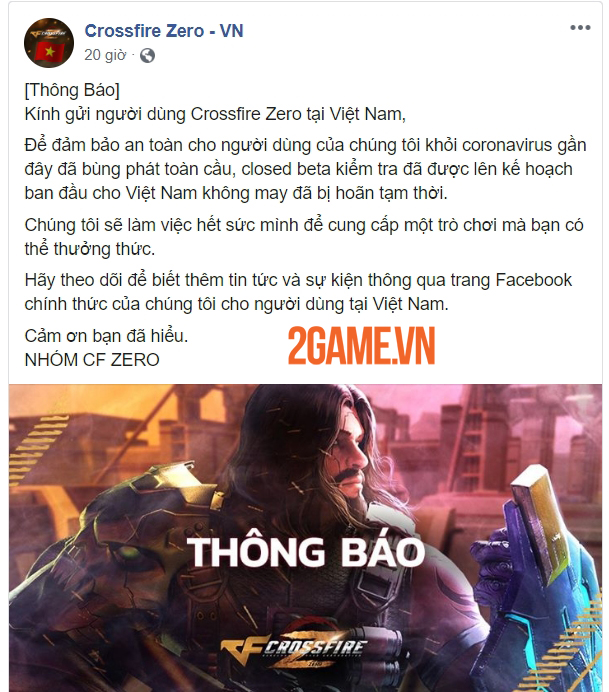Crossfire Zero hoãn Closed Beta tại Việt Nam vì virus corona 0 Crossfire Zero hoãn Closed Beta tại Việt Nam vì virus corona 0