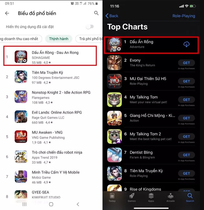 SohaGame lần nữa “tung hoành” trên các BXH App Store và CH Play với Dấu Ấn Rồng 0 SohaGame lần nữa “tung hoành” trên các BXH App Store và CH Play với Dấu Ấn Rồng 0