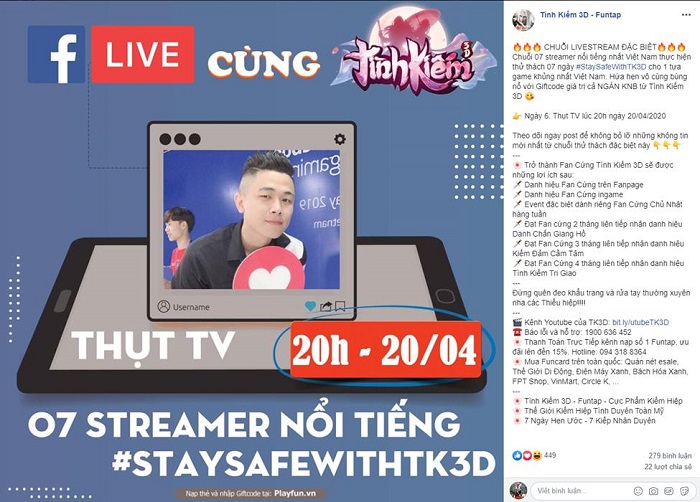 Tình Kiếm 3D Mobile mở chuỗi sự kiện livestream đặc biệt 2 Tình Kiếm 3D Mobile mở chuỗi sự kiện livestream đặc biệt 2