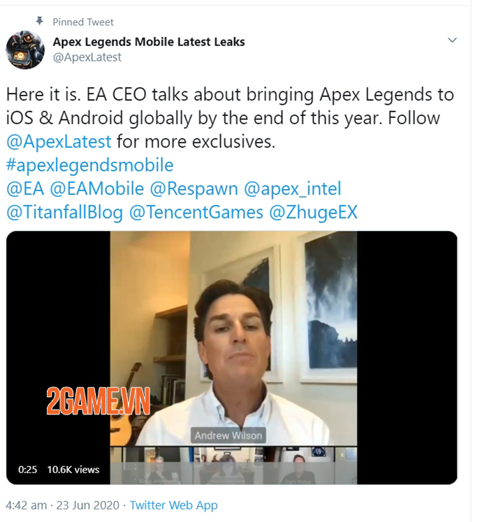 CEO của EA xác nhận sẽ ra mắt Apex Legends Mobile cuối năm 2020 trên toàn cầu 1 CEO của EA xác nhận sẽ ra mắt Apex Legends Mobile cuối năm 2020 trên toàn cầu 1