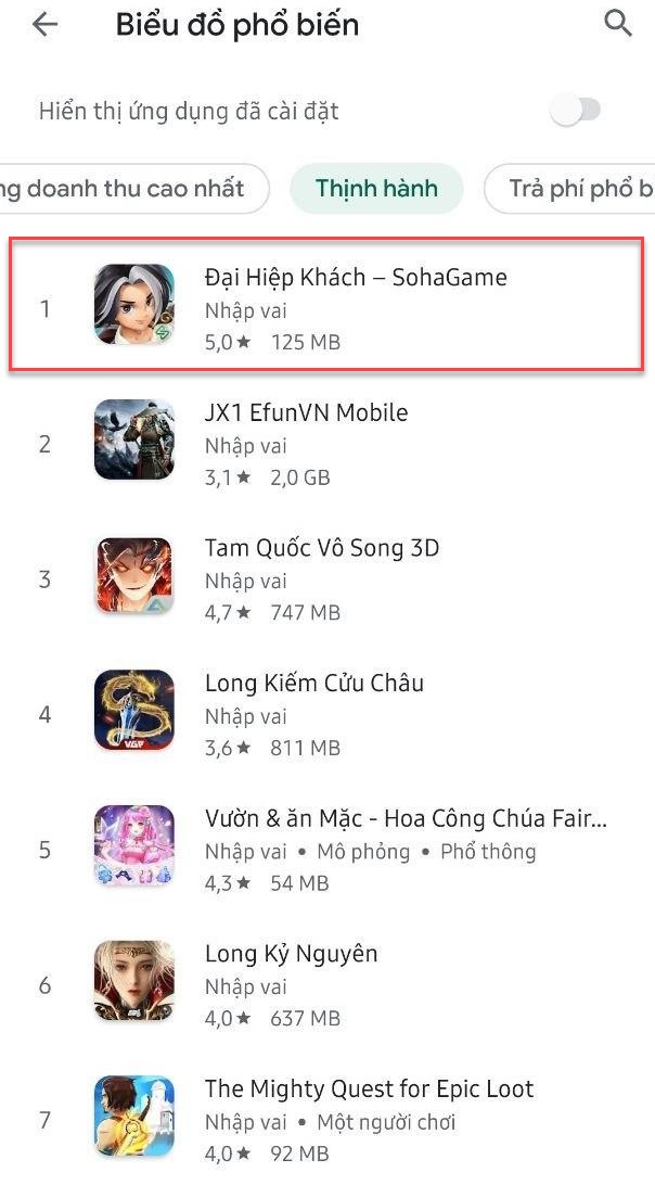 Vừa mở Alpha Test mà Đại Hiệp Khách đã leo ngay lên Top 1 Trending CH Play 0 Vừa mở Alpha Test mà Đại Hiệp Khách đã leo ngay lên Top 1 Trending CH Play 0