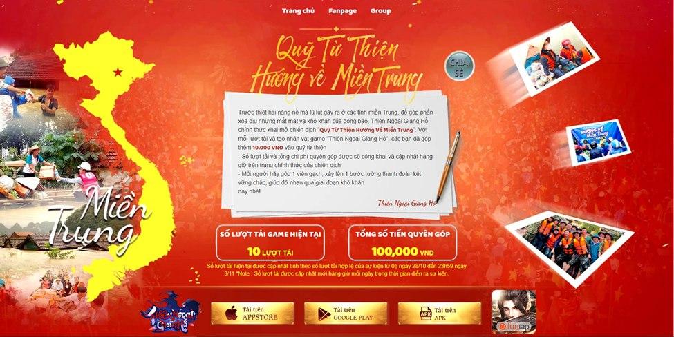 Hướng về Miền Trung – Thiên Ngoại Giang Hồ kêu gọi cộng đồng game thủ Việt cùng chung tay ủng hộ Hướng về Miền Trung – Thiên Ngoại Giang Hồ kêu gọi cộng đồng game thủ Việt cùng chung tay ủng hộ