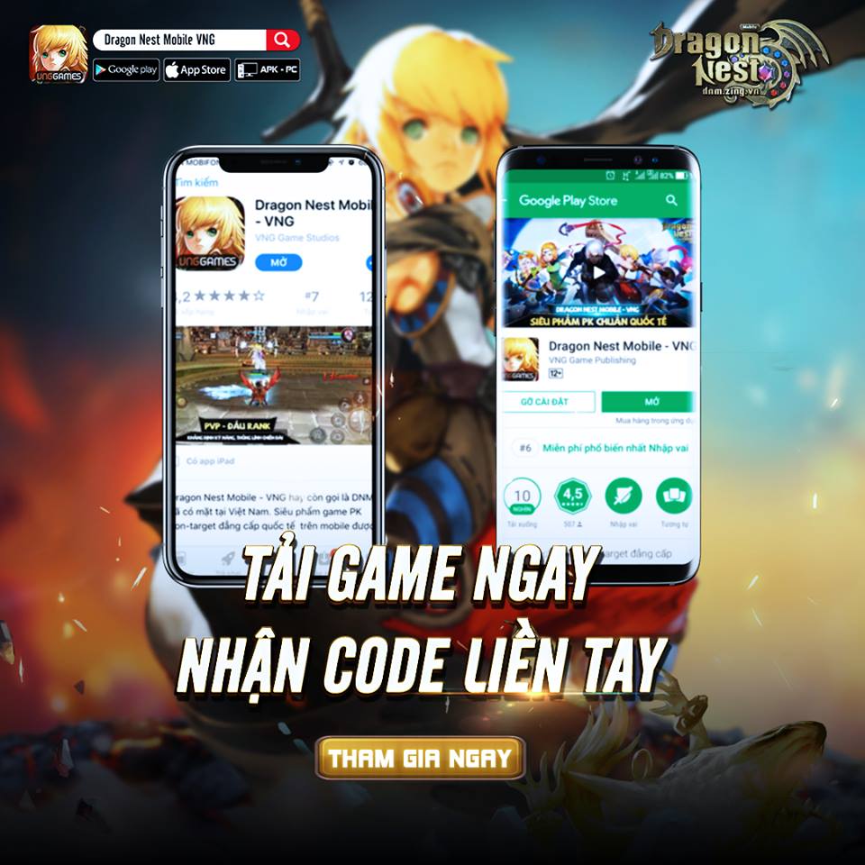 Tặng bộ giftcode game Dragon Nest Mobile VNG 1