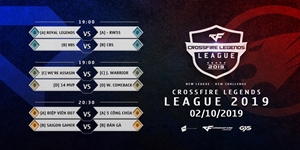 Giải đấu nghiệp dư CrossFire Legends League 2019 công bố lịch thi đấu với 20 đội tuyển tham dự Giải đấu nghiệp dư CrossFire Legends League 2019 công bố lịch thi đấu với 20 đội tuyển tham dự