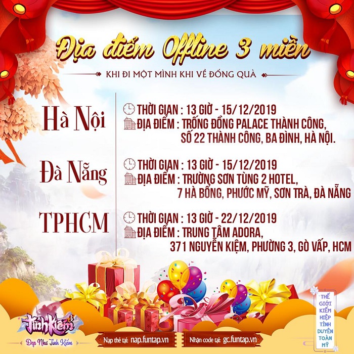 Tình Kiếm 3D công bố lộ trình Big Offline 3 miền mừng sinh nhật 1 tuổi 1 Tình Kiếm 3D công bố lộ trình Big Offline 3 miền mừng sinh nhật 1 tuổi 1