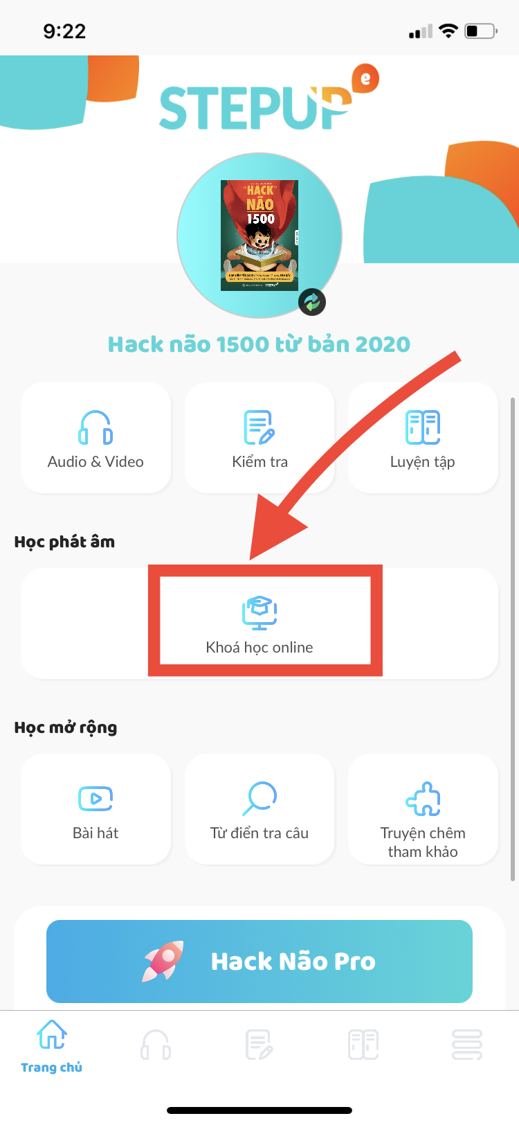 Khoá online trên app