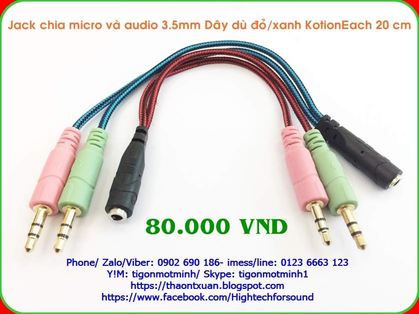 8. Jack chia mic & audio Day du KotionEach Do - Xanh 20cm.JPG
