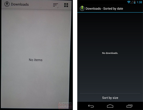 Rò rỉ ảnh ứng dụng Downloads của Android 4.4, tiết lộ icon phẳng và ...