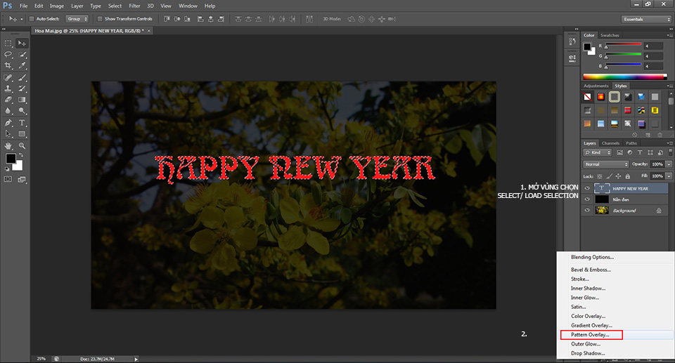 Học Photoshop] Pattern & Style - Hướng Dẫn Làm Họa Tiết Trang Trí Ảnh Tết  Với File Psd - Bài 6