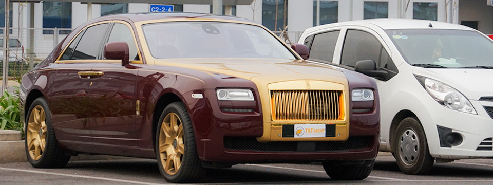 Siêu xe RollsRoyce Gost mạ vàng độc đáo nhất Việt Nam