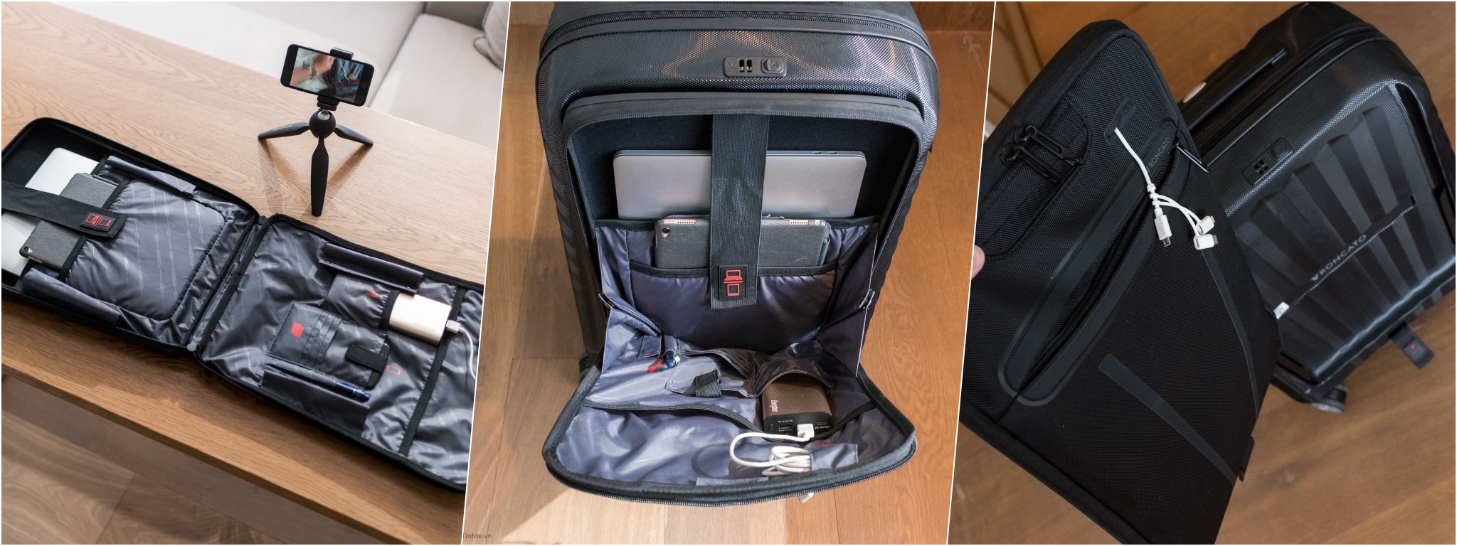 Trên tay vali kéo Roncato: ngăn đựng laptop tháo rời được, Made in Italy