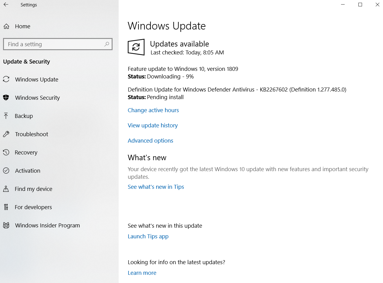 Windows 10 Update 1809.PNG