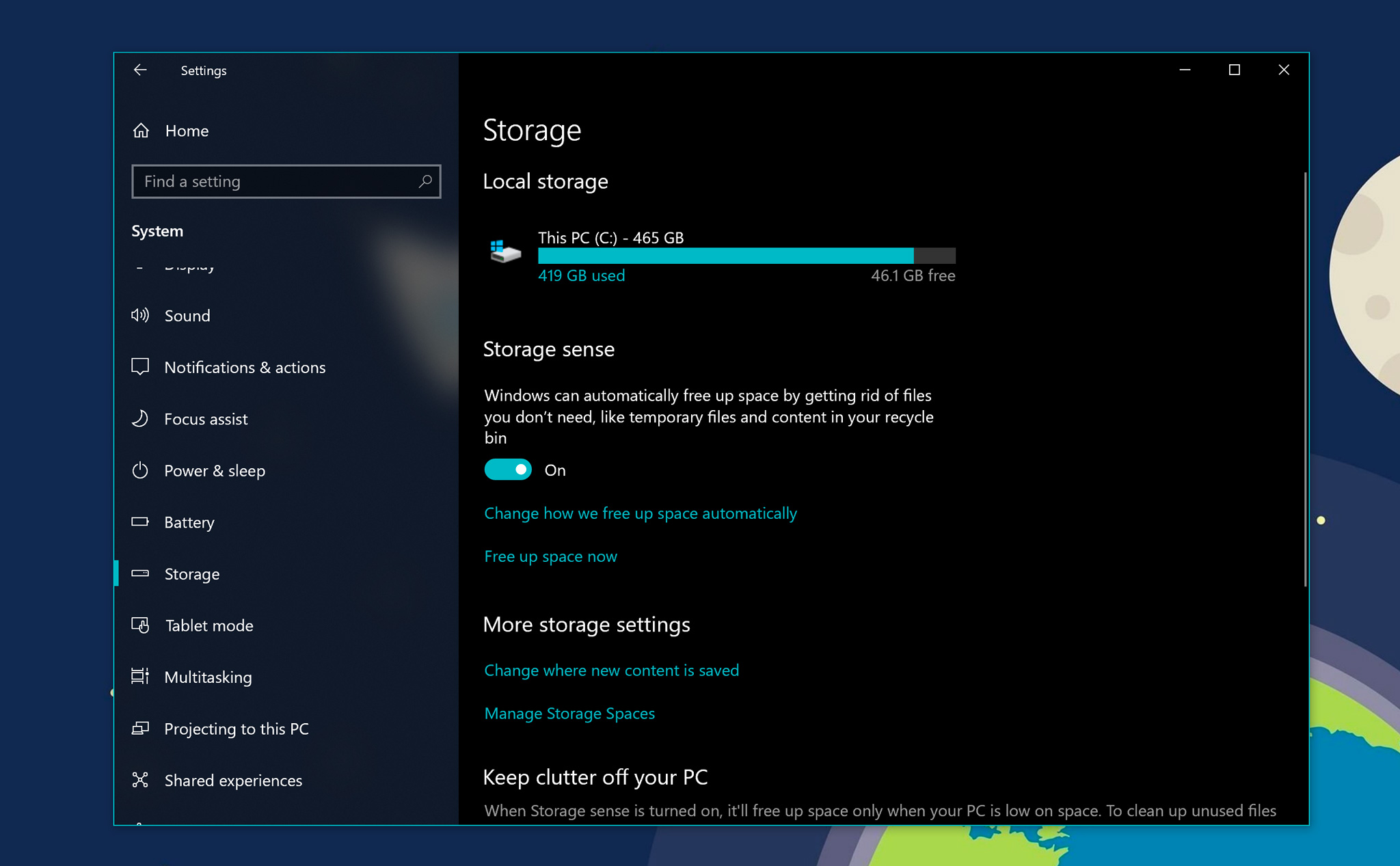 Cch gii phng dung lng  a sau khi  ci Windows 10 October