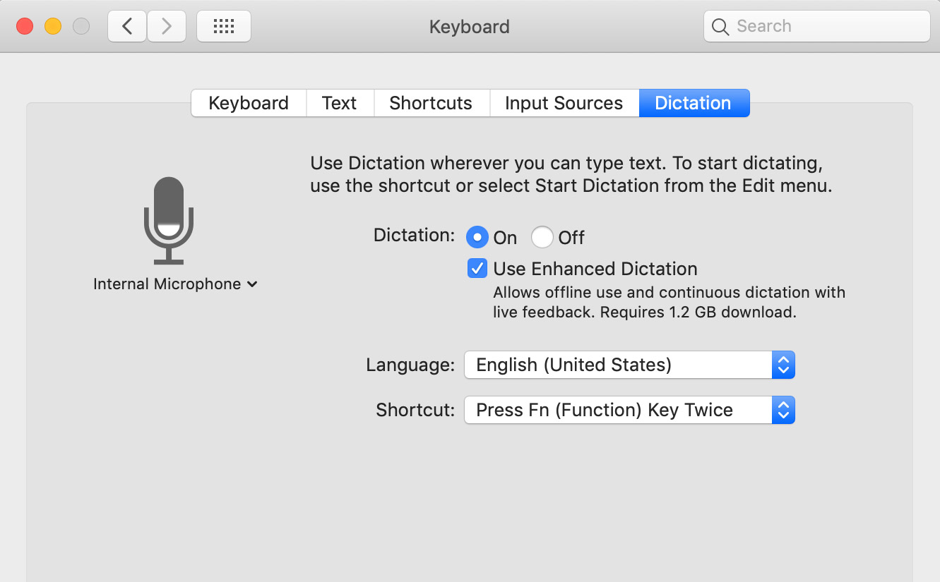 how to begin dictation on mac