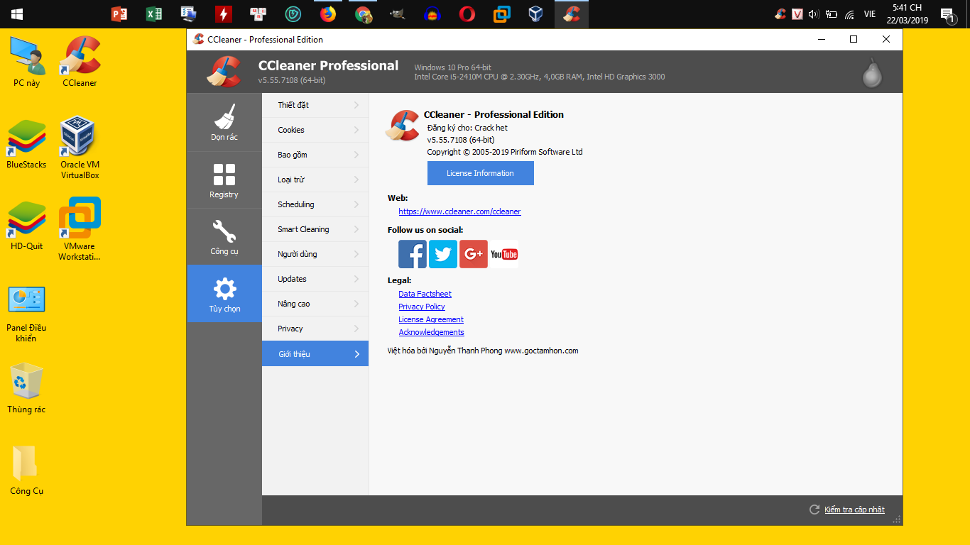 Key Ccleaner 5.55 All Editions Miễn Phí Mới Nhất 2019