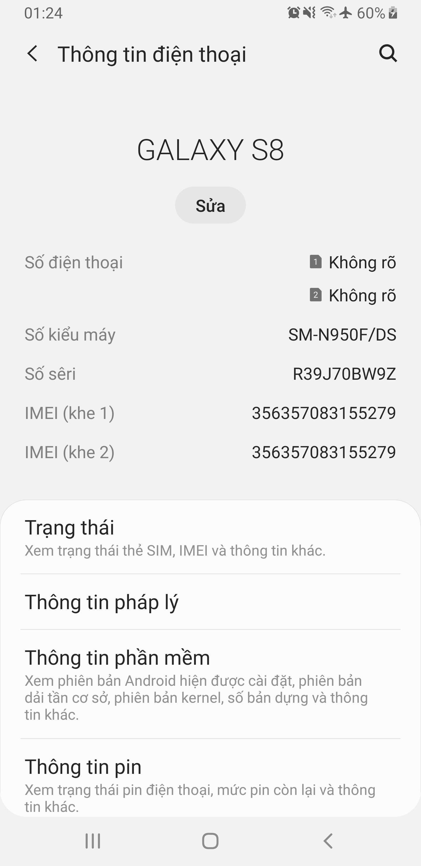 So sánh Galaxy Note 8 SM-N950F/DS với các phiên bản khác