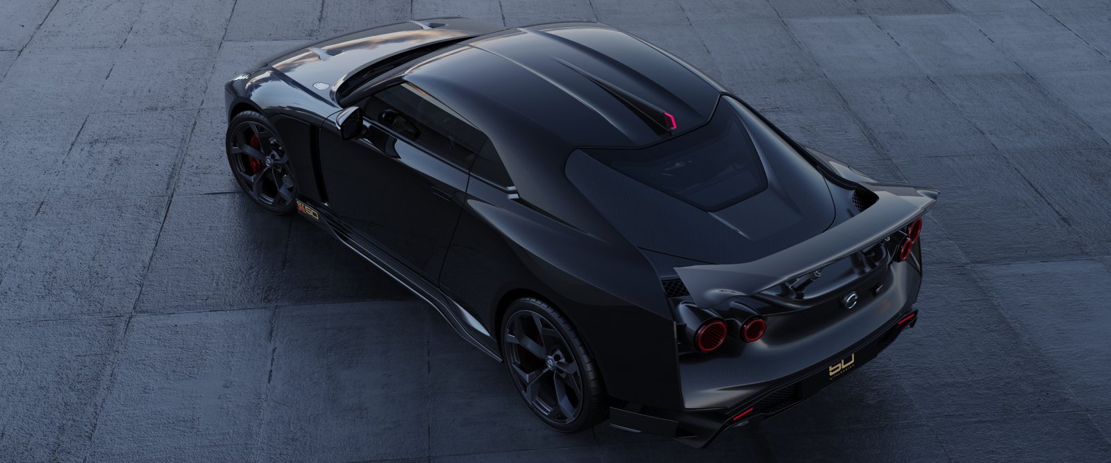 Nissan GT-R50 by Italdesign production rendering Black RR TOP.jpg