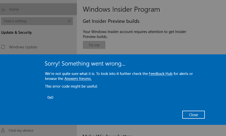 Error get error code. Windows Insider program. Виндовс 10 код ошибки 0x0. Ошибка 0x000000f4. Программа ошибки Windows 10.