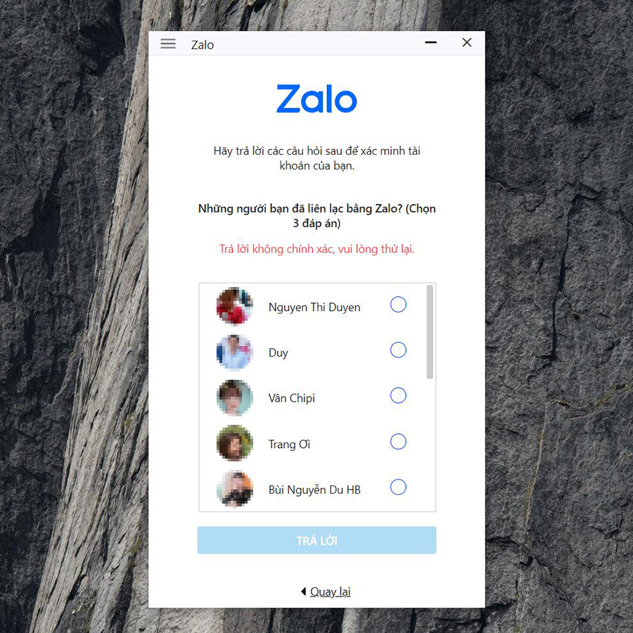 KHÓ CHỊU KHI XÁC THỰC BẠN BÈ KHI LOGIN VÀO ZALO