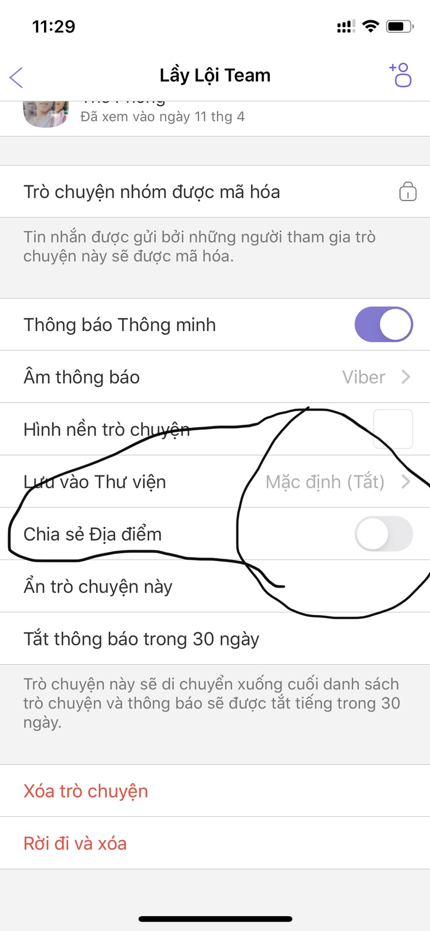 Cách bật tính năng chia sẻ địa điểm trong nhóm Viber