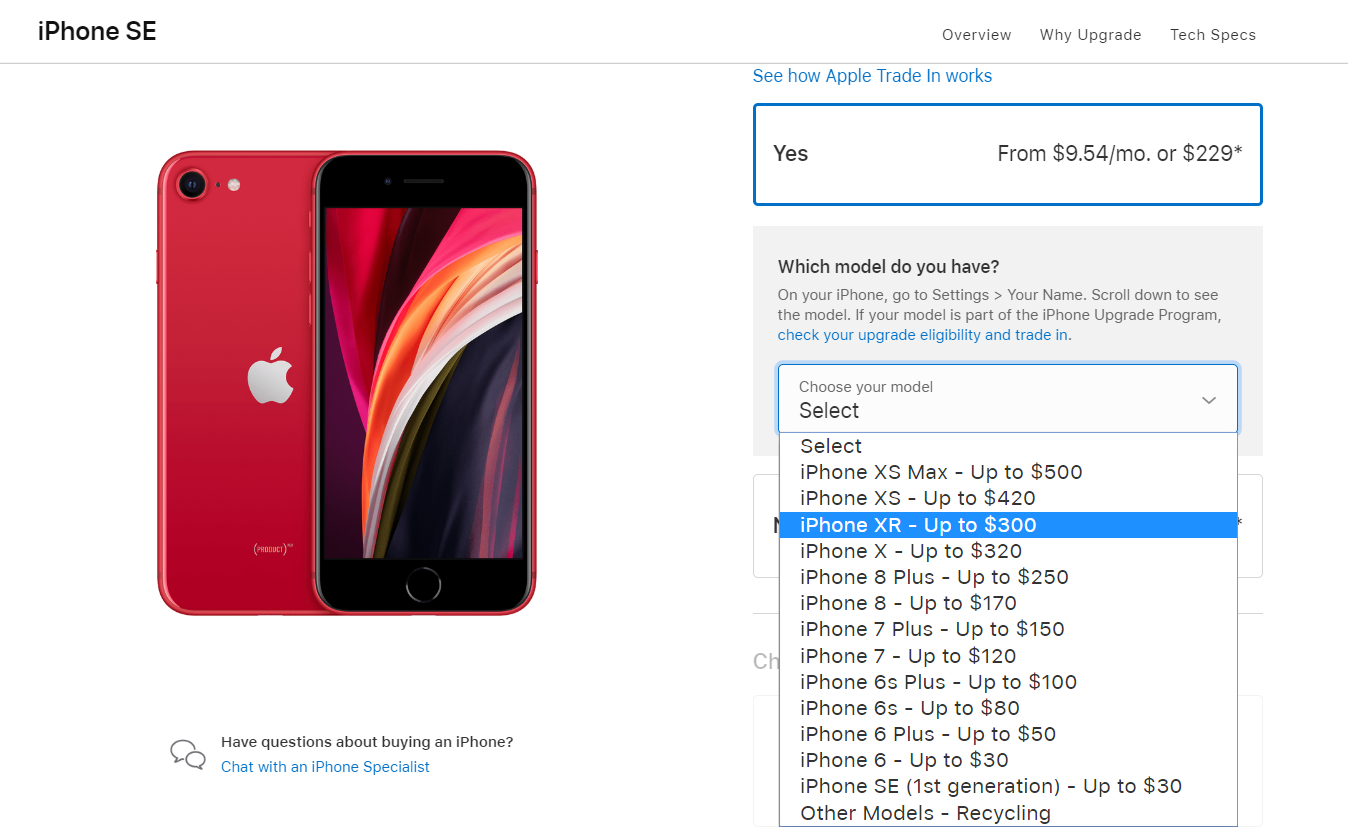 Apple thu lại iPhone SE với giá 700k khi Trade In lên iPhone SE 2020