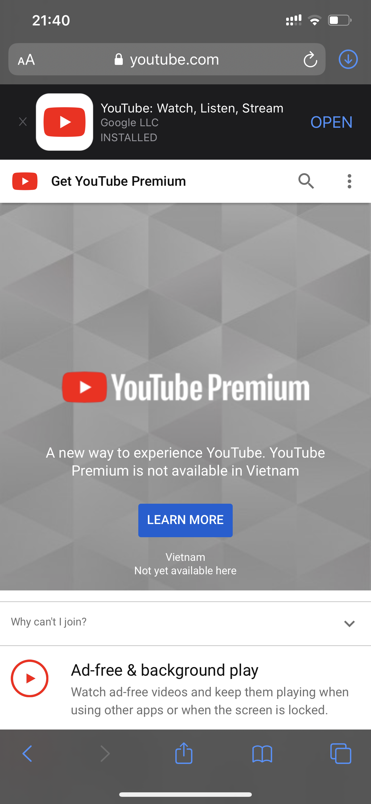 Không muốn bị quảng cáo gián đoạn trong quá trình xem video trên YouTube? Kích hoạt tính năng YouTube Premium và tận hưởng trải nghiệm xem video hoàn toàn không có quảng cáo. Hãy xem hình ảnh để có thêm thông tin về tính năng hữu ích này.