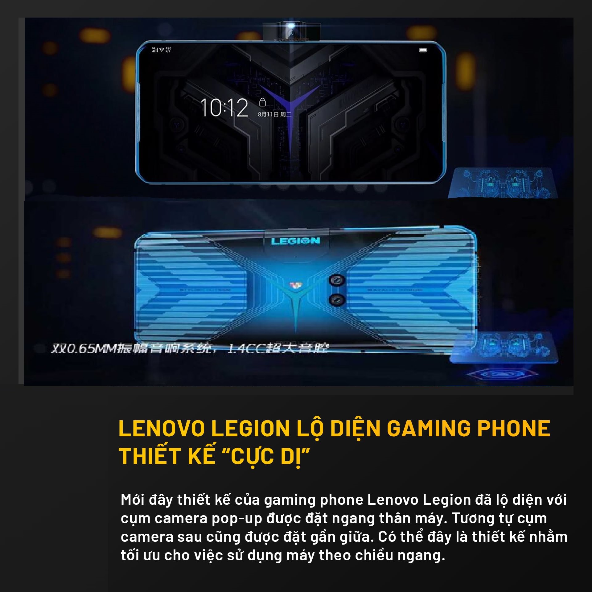 lenovo legion lộ diện gaming phone thiết kế "cực dị"