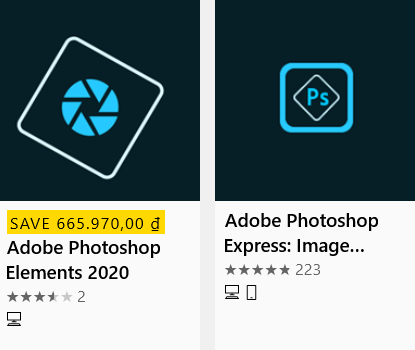 Mọi người cho minh hỏi là giữa Adobe Photoshop Express và Adobe Photoshop  Elements có gì khác...