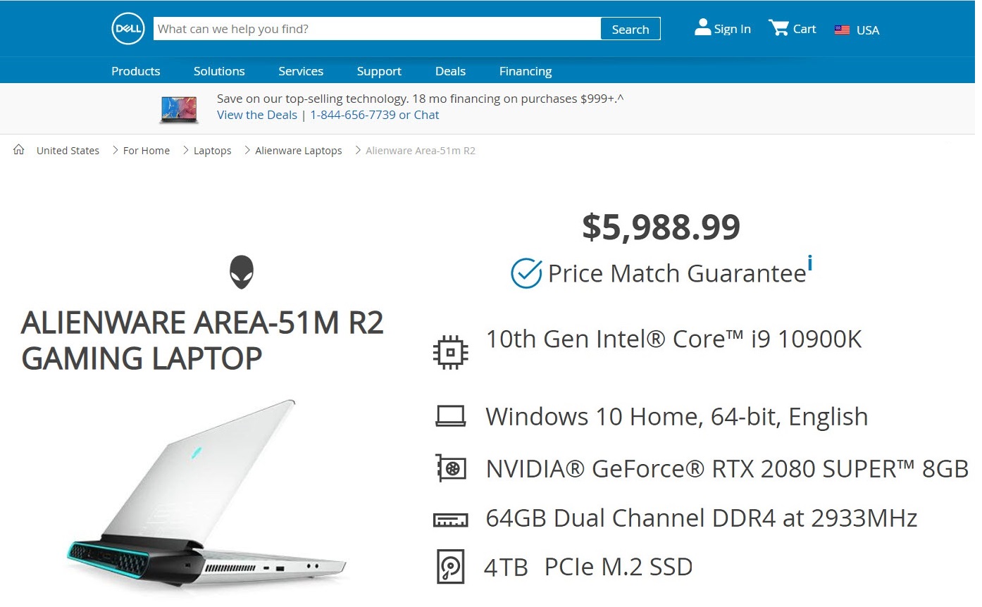 Dell bán ra Alienware 51M R2: Core i9-10900K, RTX 2080 SUPER, RAM 64GB, SSD 4TB giá khởi điểm $4750 Dell bán ra Alienware 51M R2: Core i9-10900K, RTX 2080 SUPER, RAM 64GB, SSD 4TB giá khởi điểm $4750