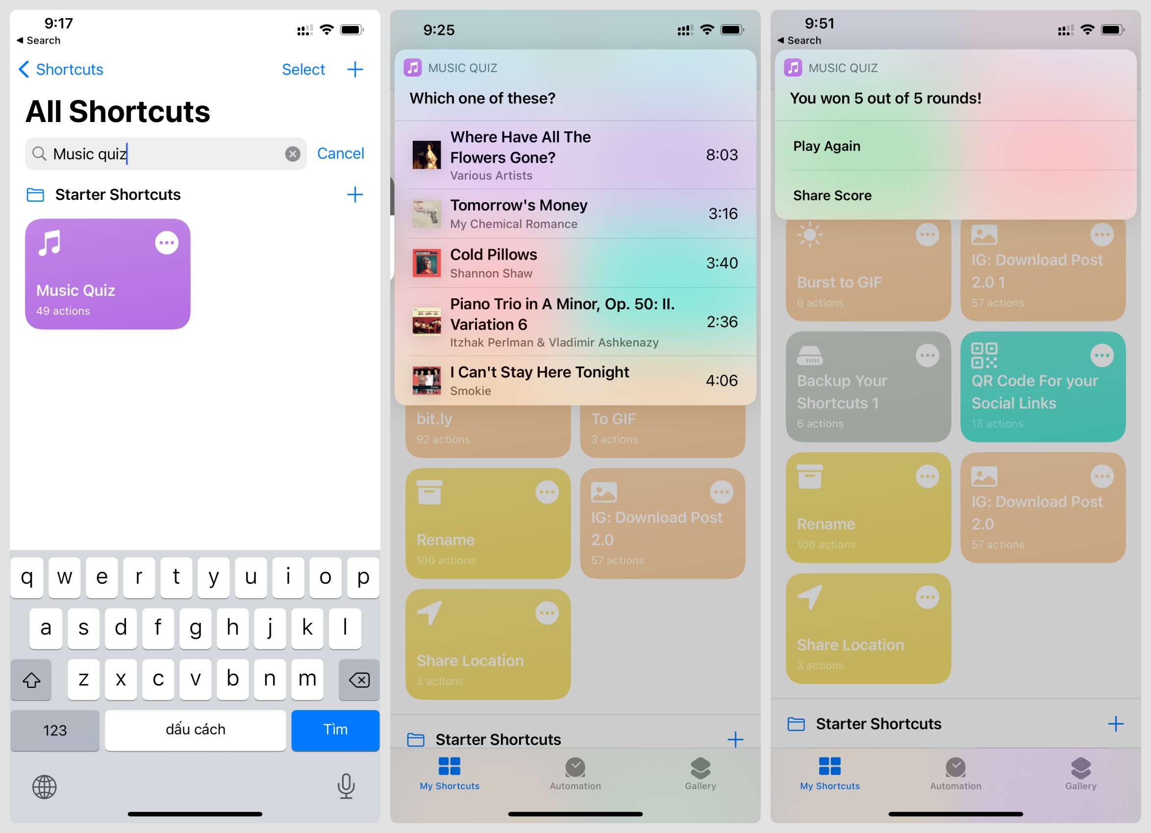 Music Quiz game nghe nhạc đoán tên bài hát trên iPod được Apple mang lên iOS14 thông qua Shortcuts