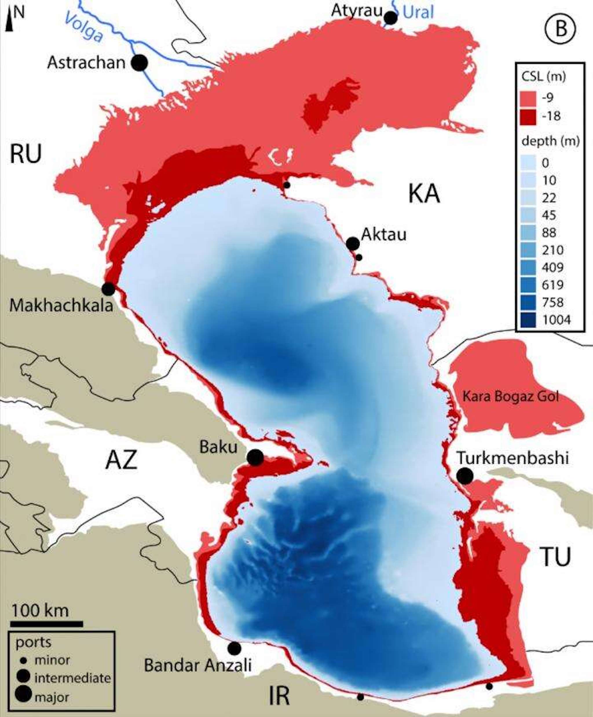 Каспийское море уходит вода