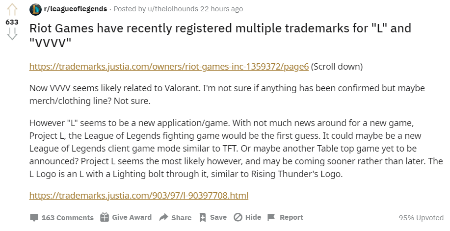 LMHT: Riot Games đăng ký thêm tên game mới, xuất hiện cả logo Project L 